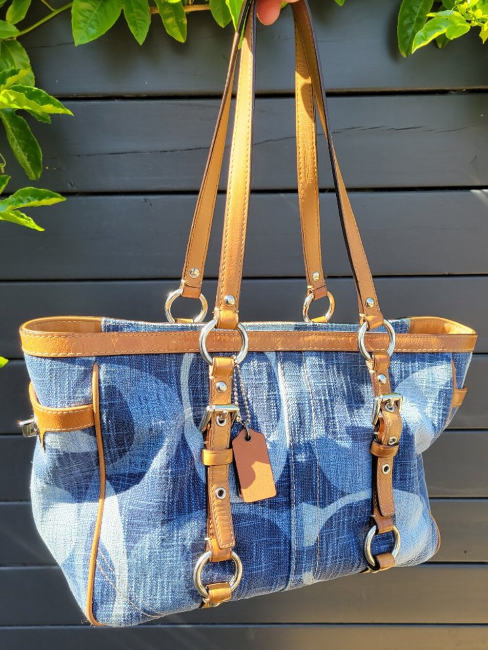 Coach Y2K  Denim Signature 'C' East West Gallery Tote Bag  Rare!